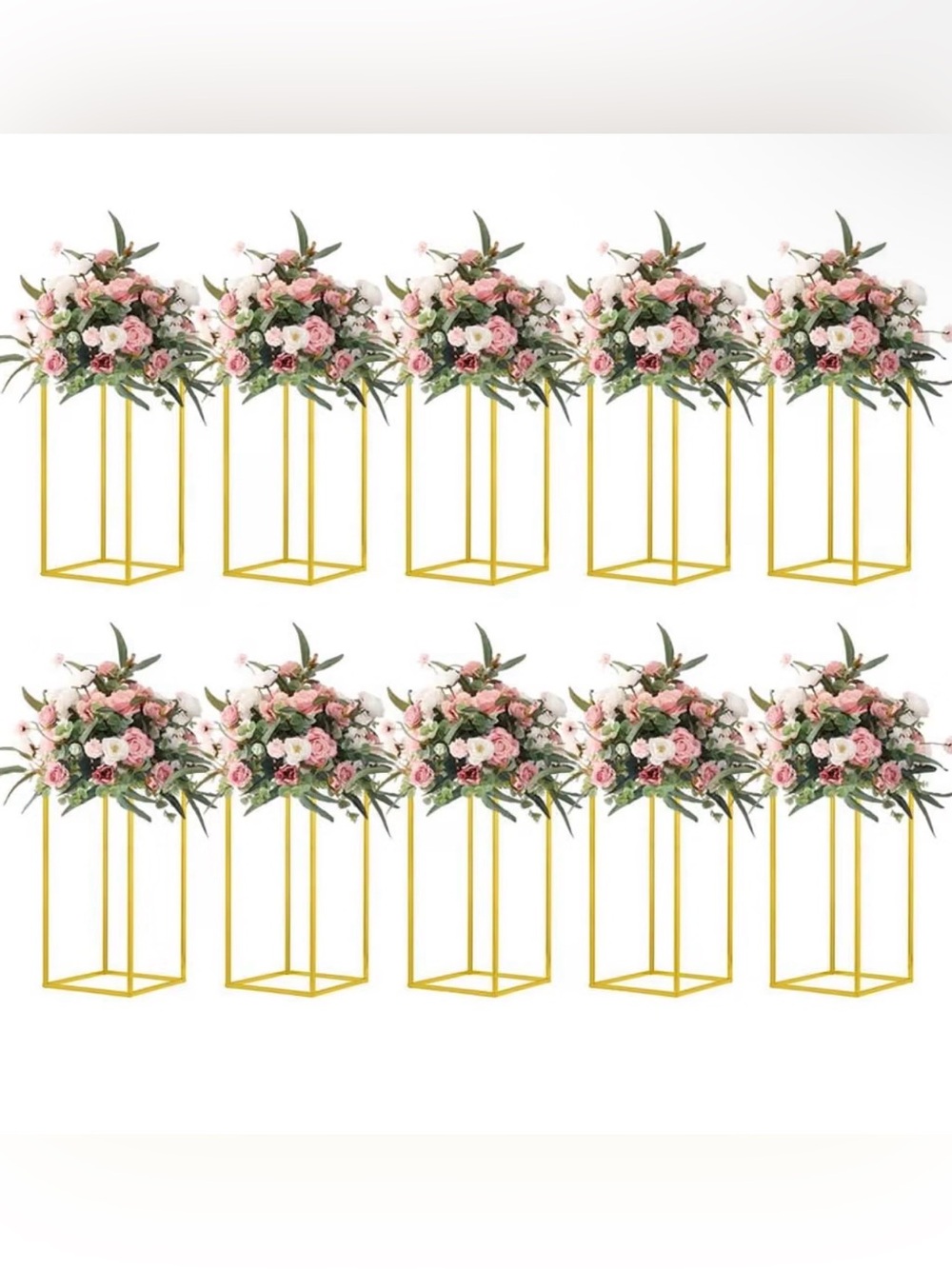 LOFINDAR 15.75 inch 10pc Gold Wedding Centerpieces or Flower Stands
